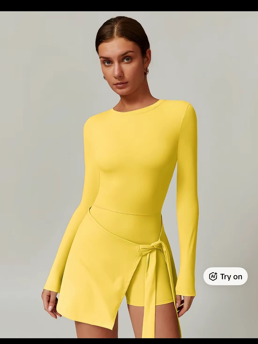 Yellow Long-Sleeve Tie-Waist Romper by